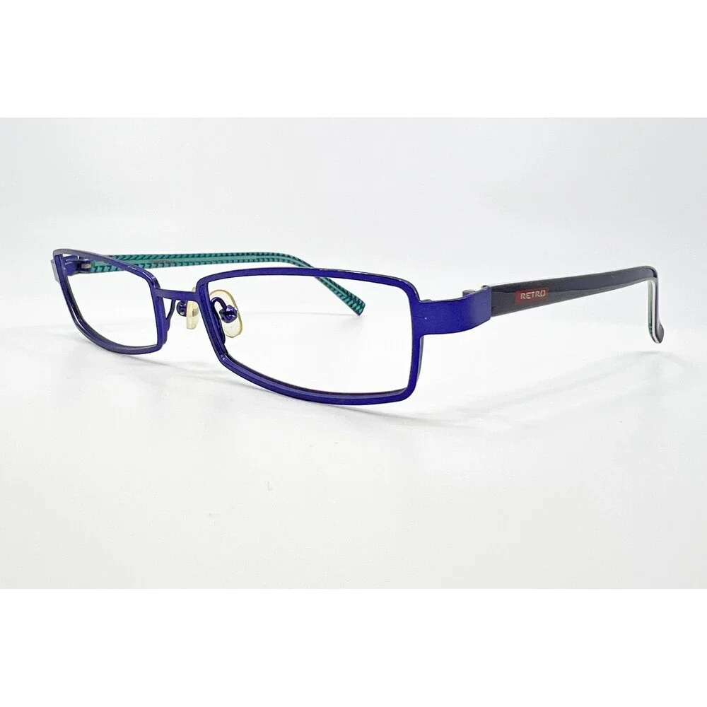 Retro Eyeglasses Unisex Blue RR2079 DBLU Rectangle Metal 51-17-135